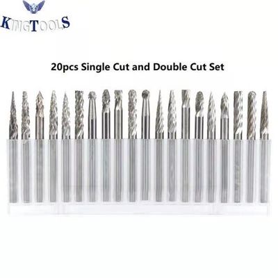 jakość  20PC Double Cut Carbide Burr Set 0.118" (3mm) Shank, Rotary Tool Bits Cutting Burrs fabryka